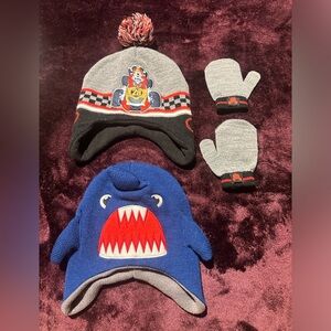 OSFM Mickey Mouse beanie/mittens and  shark beanie